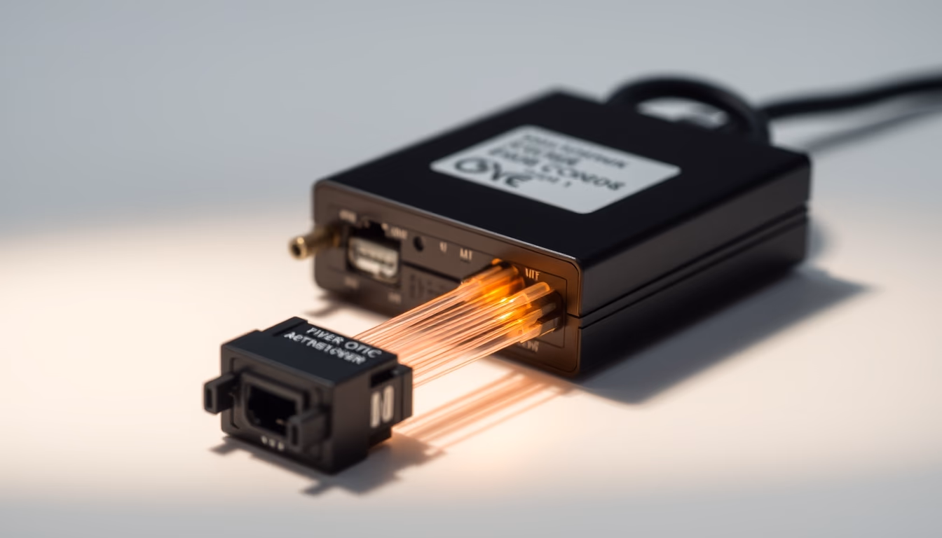fiber optic transceiver in editorial style