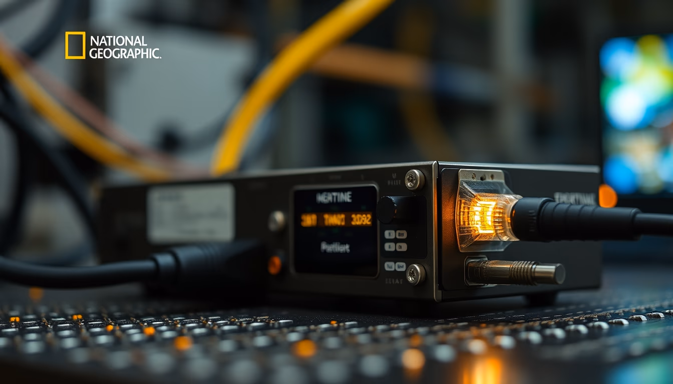 fiber optic transceiver in editorial style