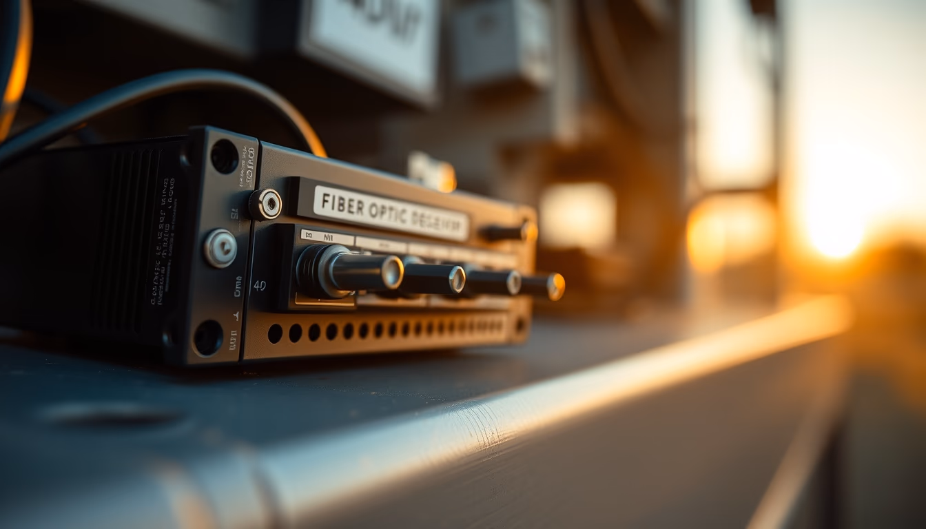 fiber optic transceiver in editorial style