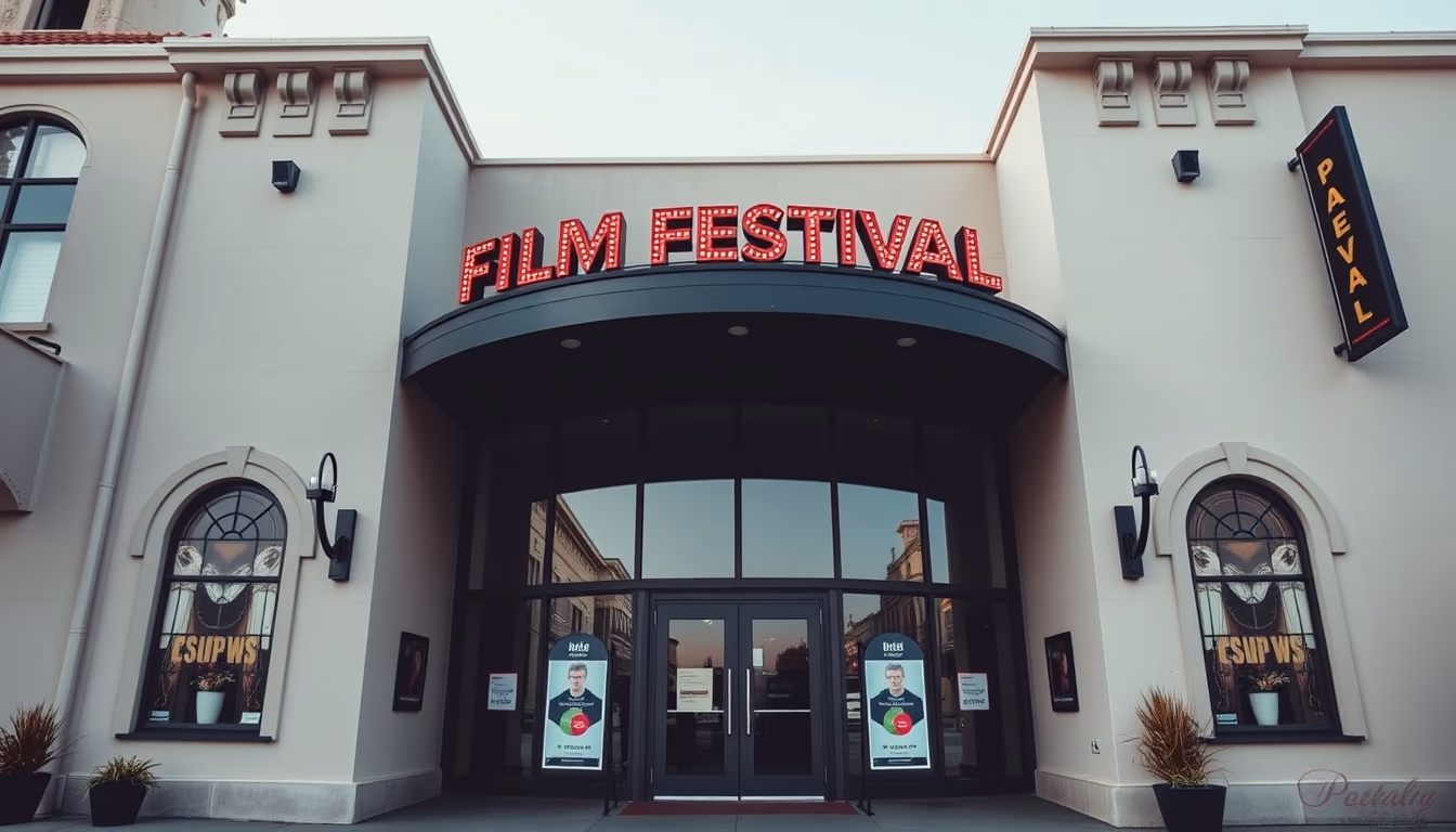 film festival venue exterior in editorial style