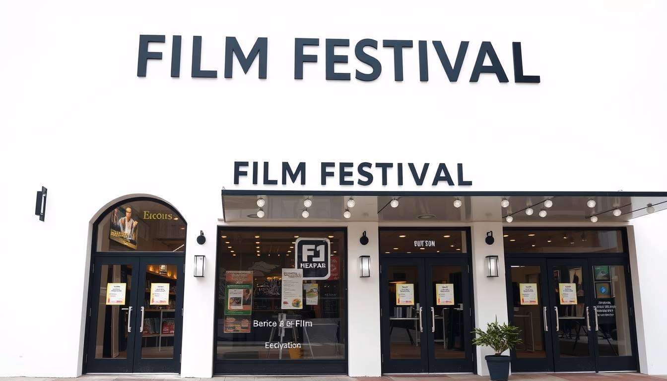 film festival venue exterior in editorial style