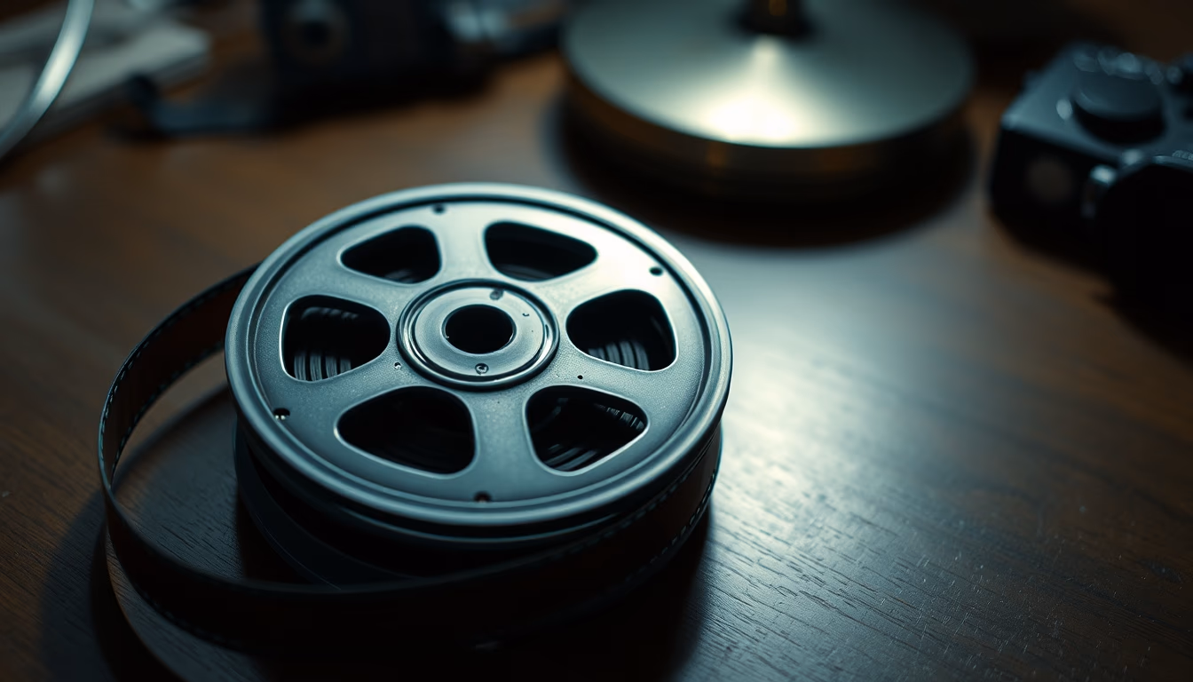 film reel on table aged in editorial style