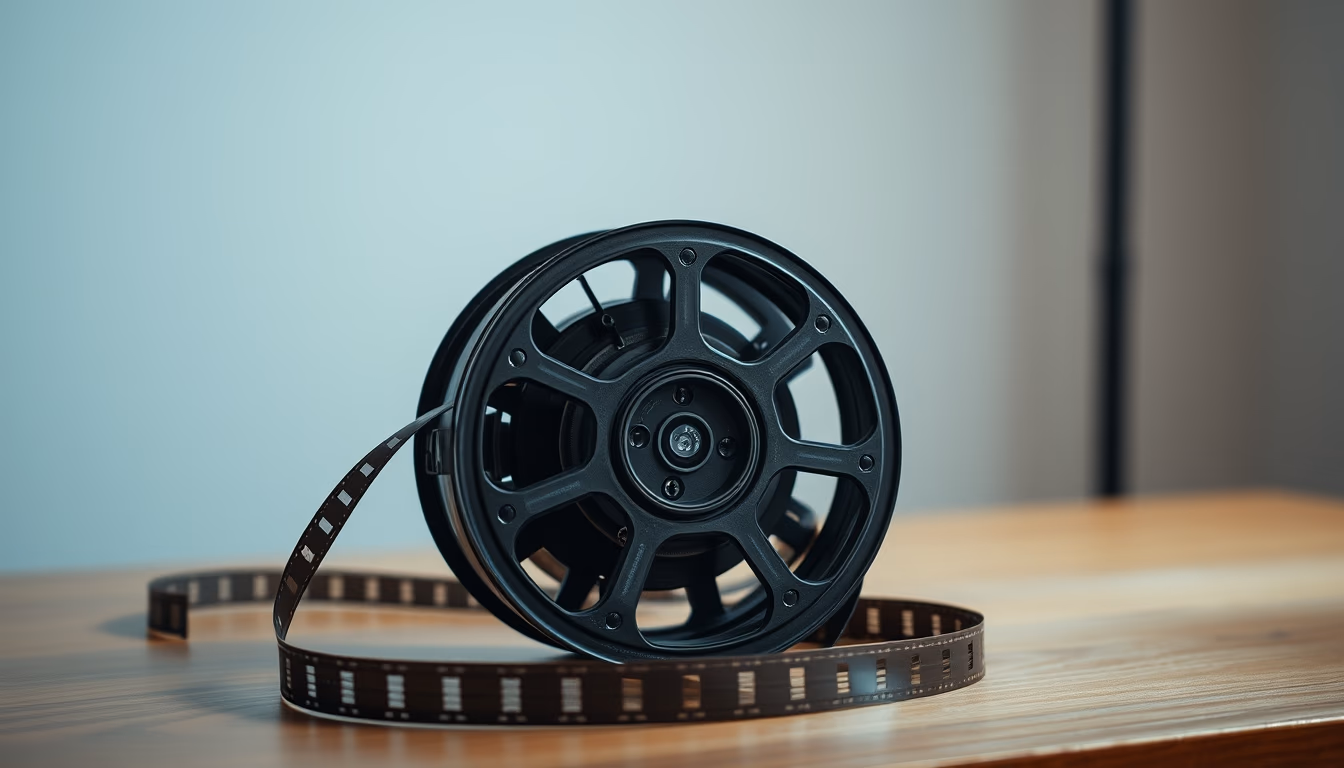 film reel on table aged in editorial style