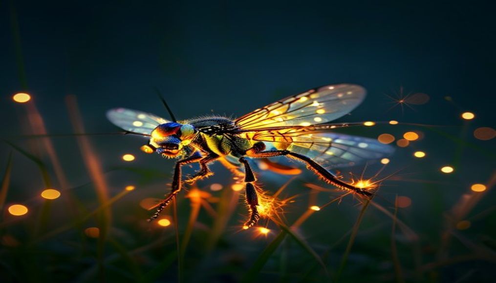 firefly glowing night in editorial style