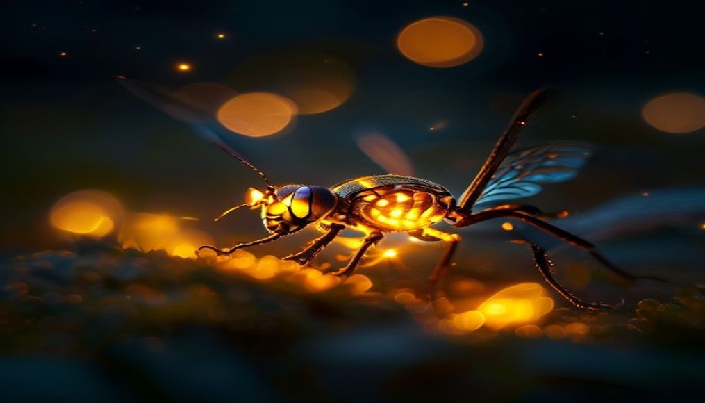 firefly glowing night in editorial style