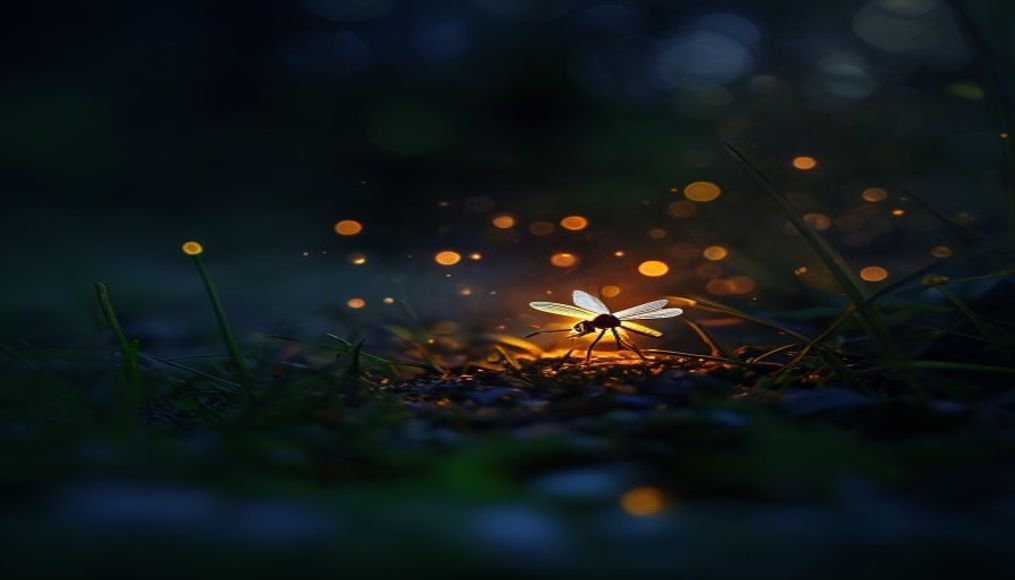 firefly glowing night in editorial style