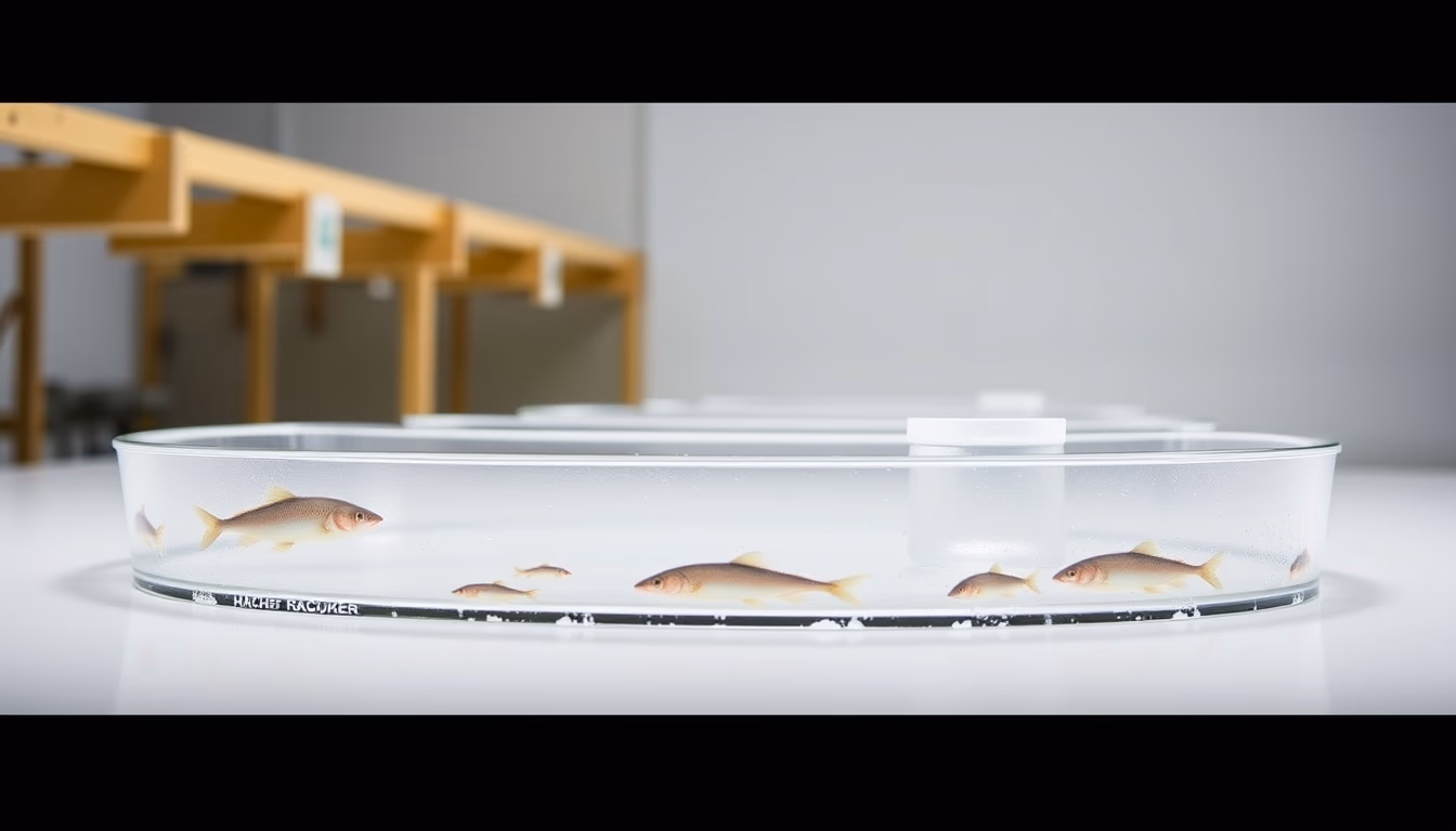 fish hatchery raceways in editorial style