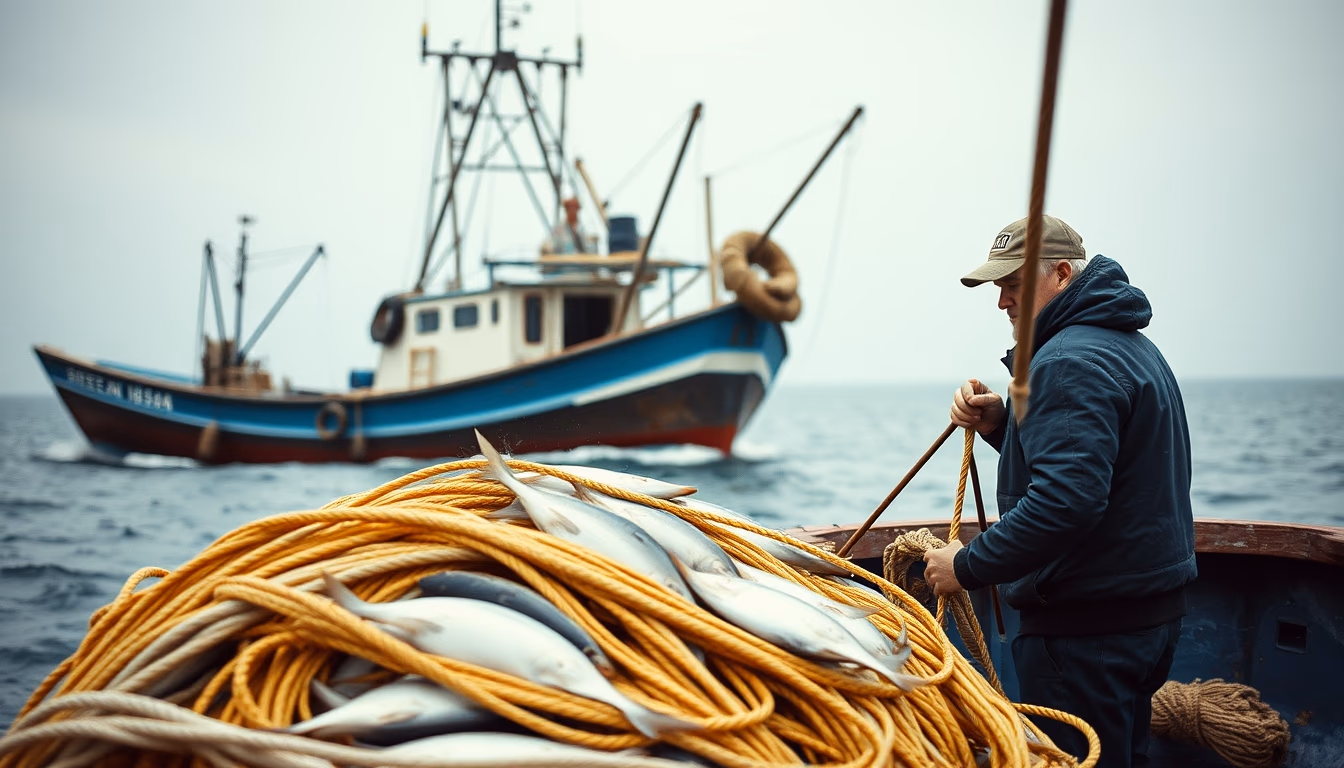Fishing trawler sea em estilo editorial
