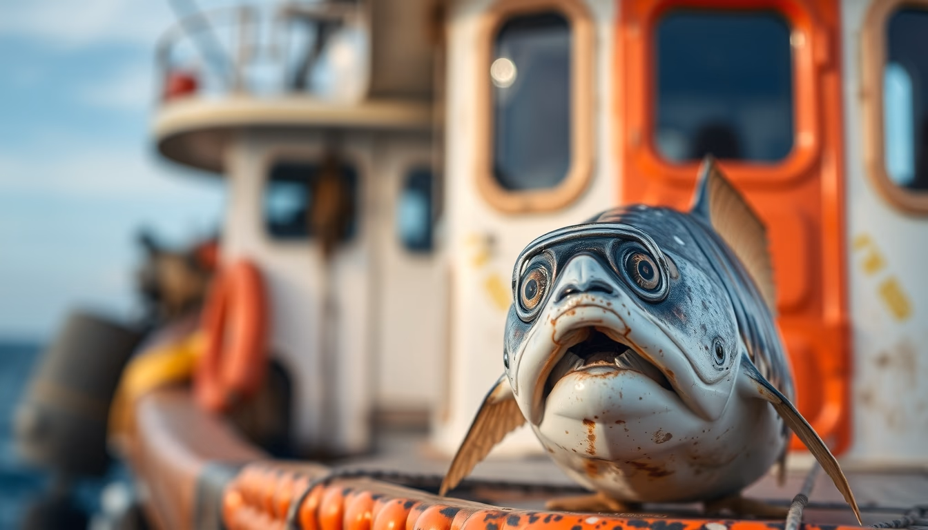 fishing trawler sea in editorial style