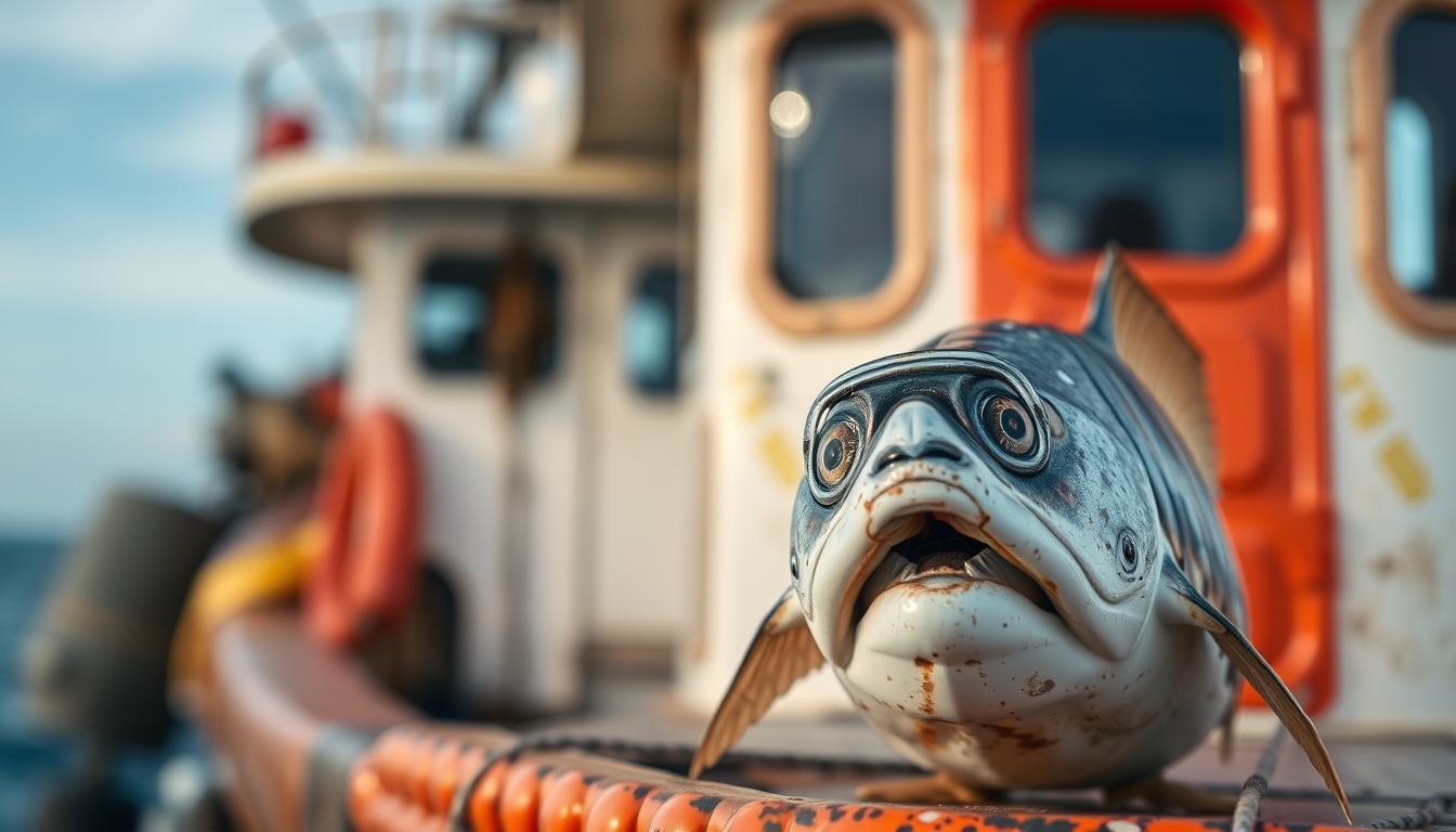 fishing trawler sea in editorial style