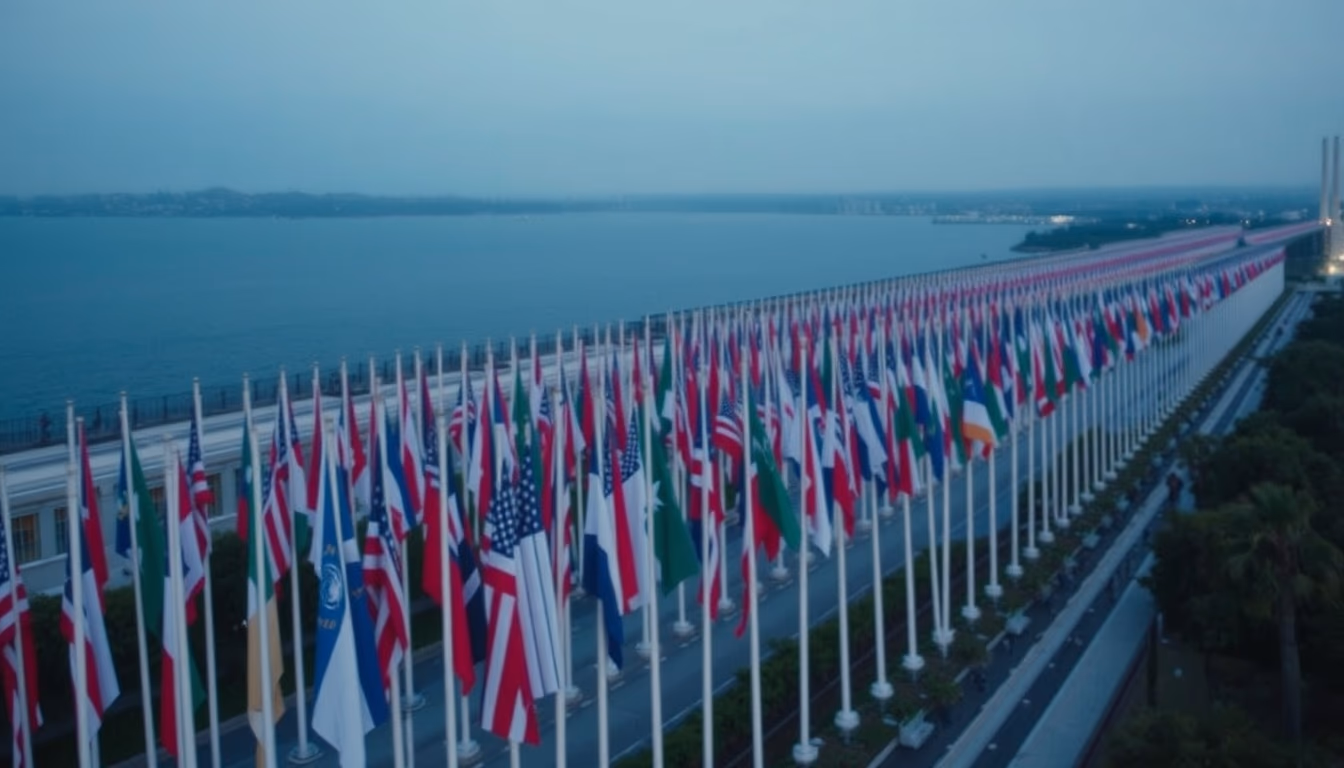 flags united nations row in editorial style