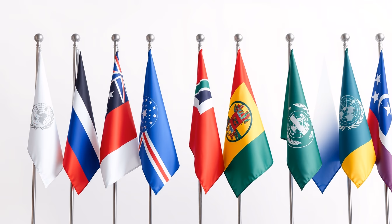 flags united nations row in editorial style
