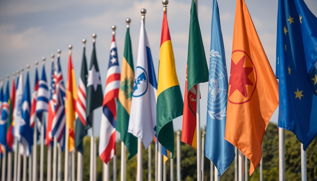 flags united nations row in editorial style