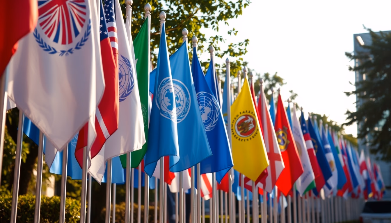 flags united nations row in editorial style