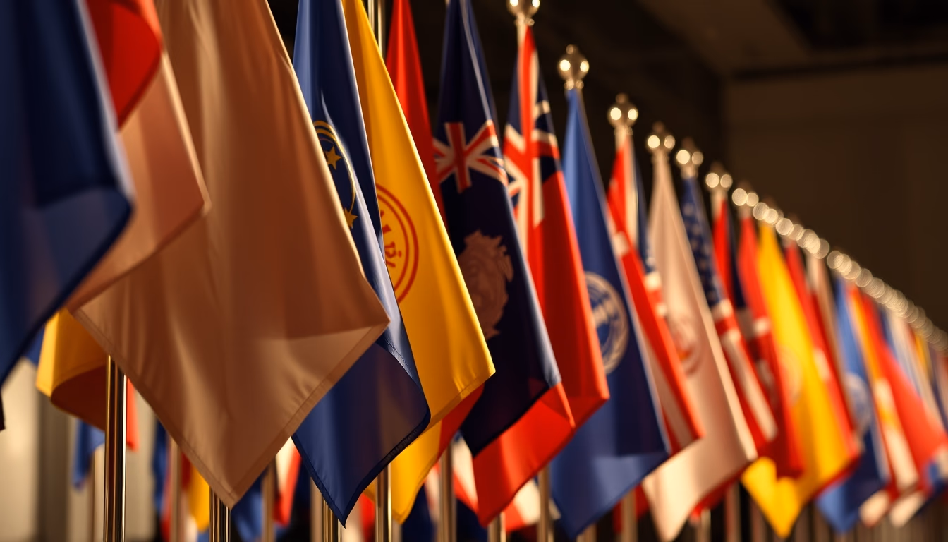 flags united nations row in editorial style