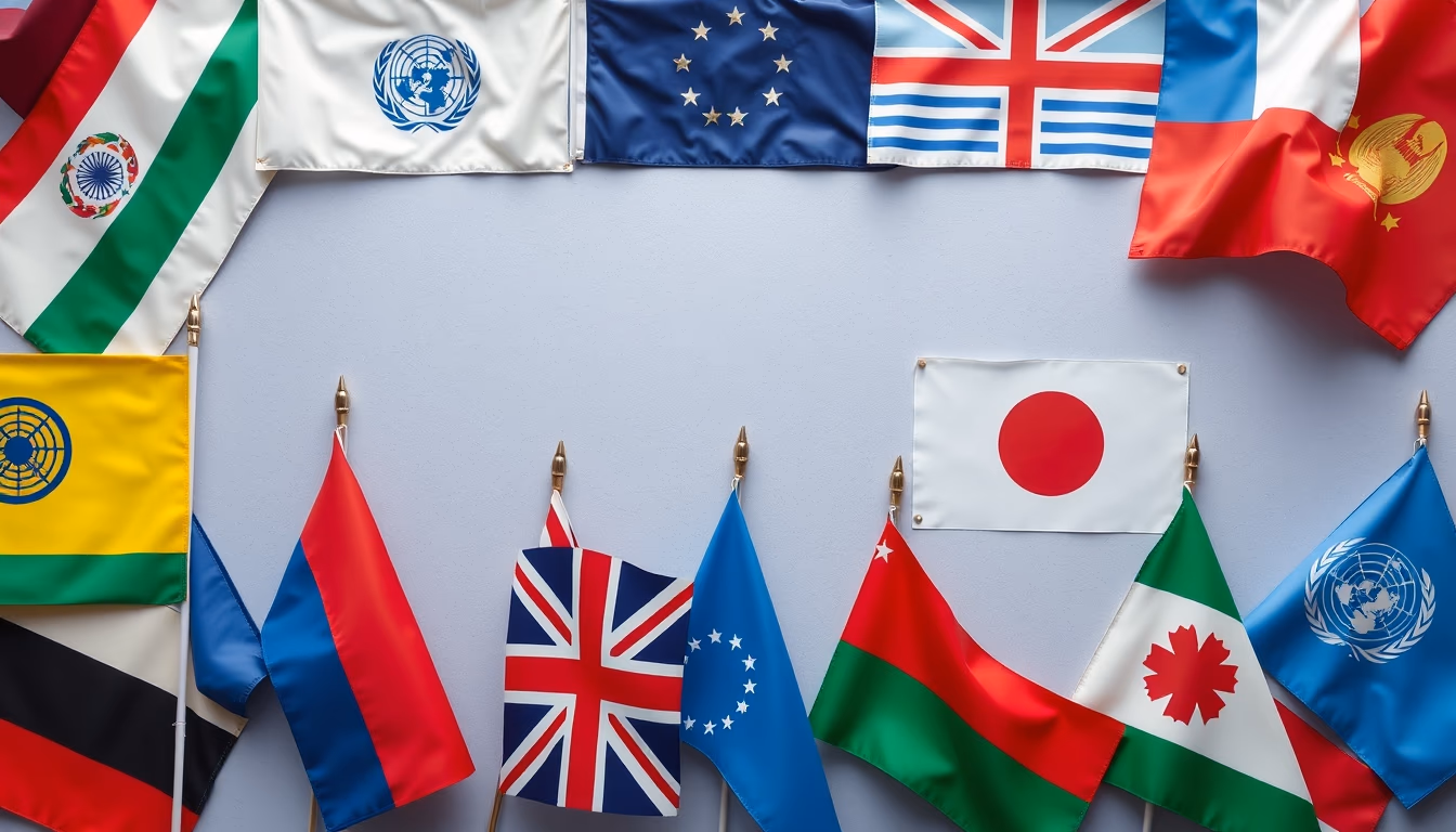 flags united nations row in editorial style