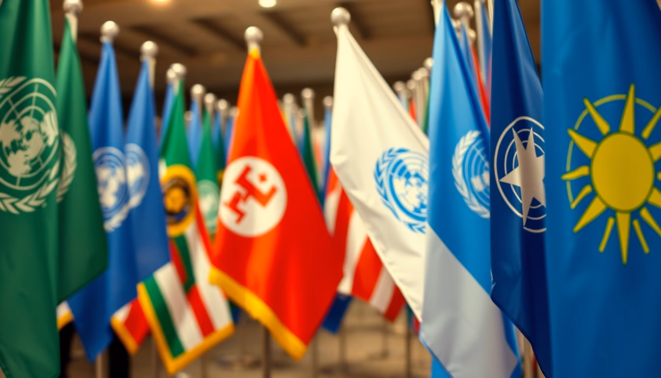 flags united nations row in editorial style