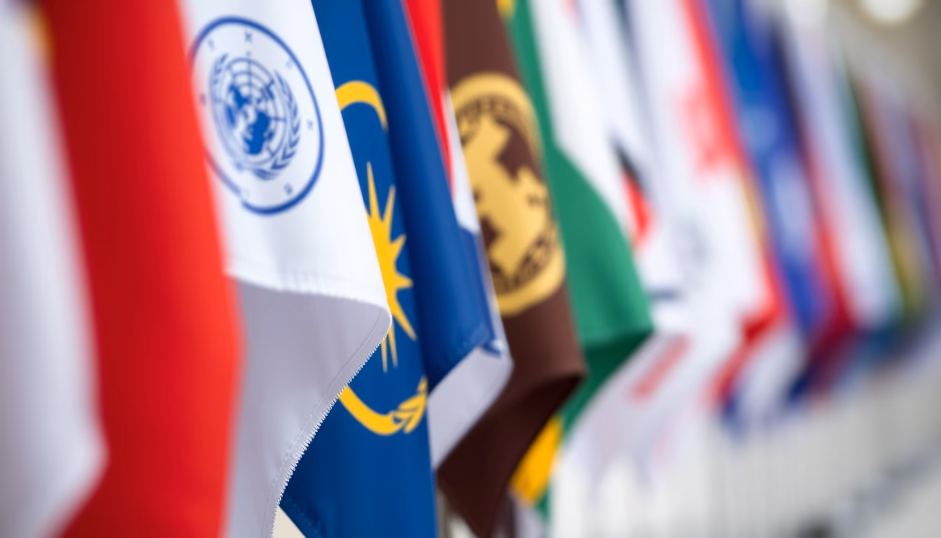 flags united nations row in editorial style
