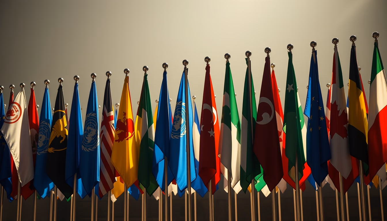 flags united nations row in editorial style