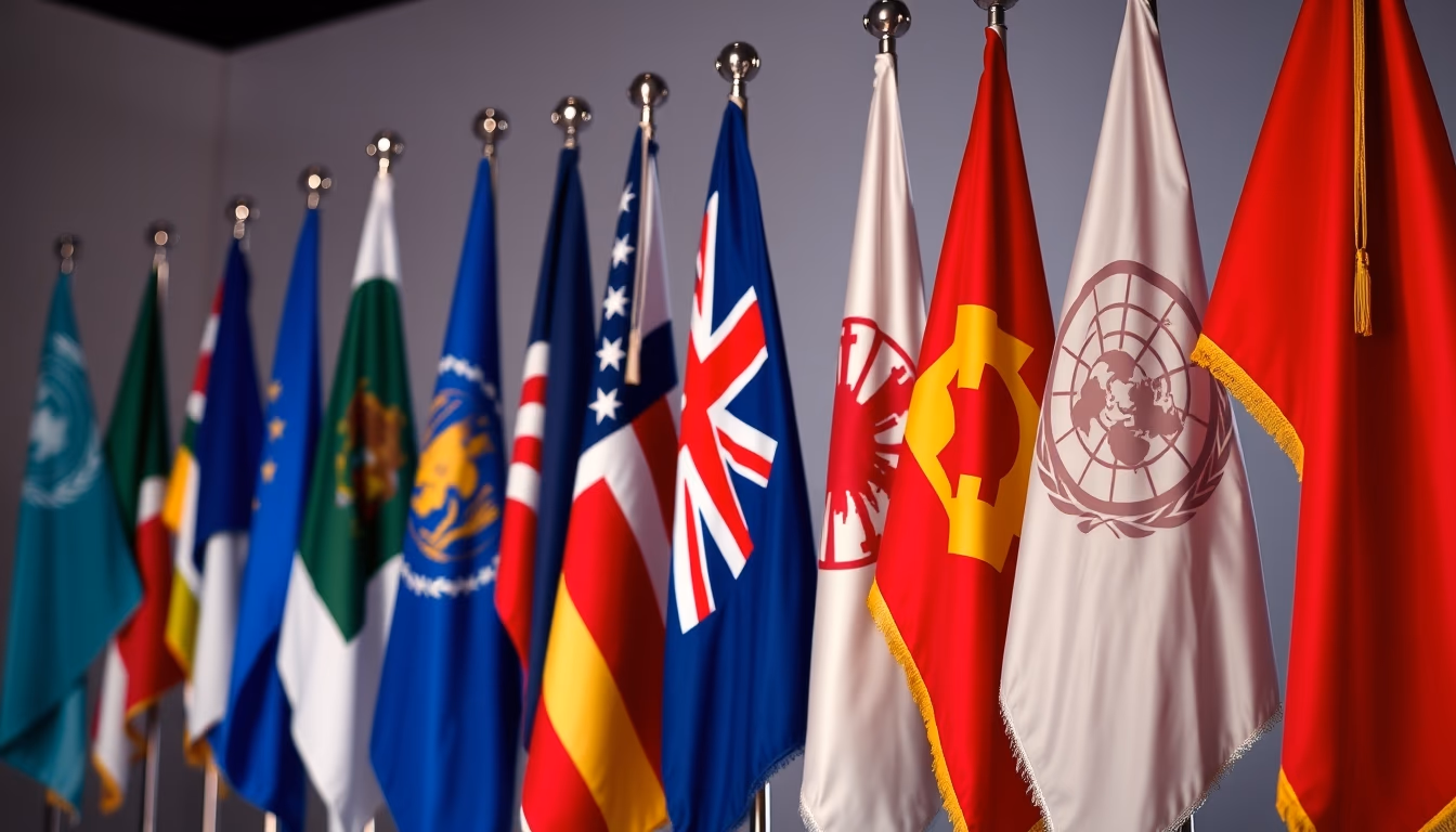 flags united nations row in editorial style
