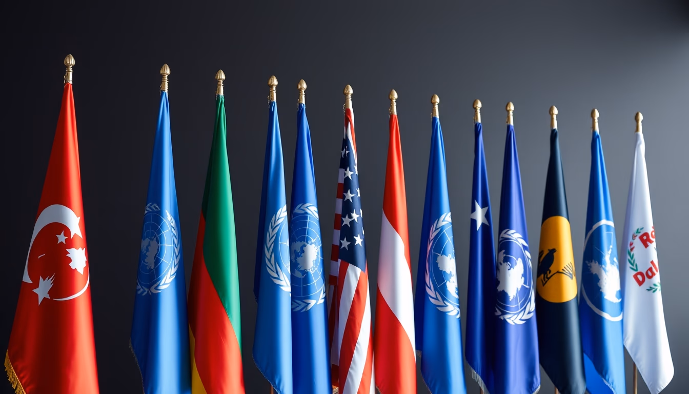 flags united nations row in editorial style