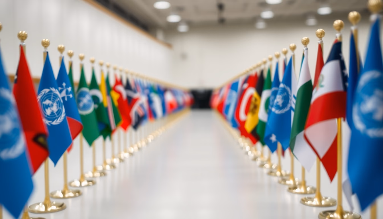 flags united nations row in editorial style