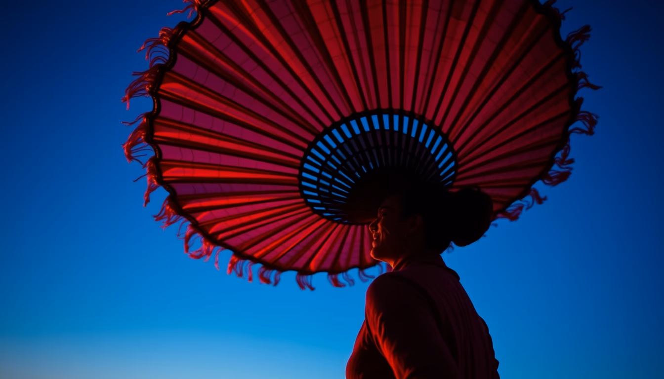 flamenco fan red detail in editorial style