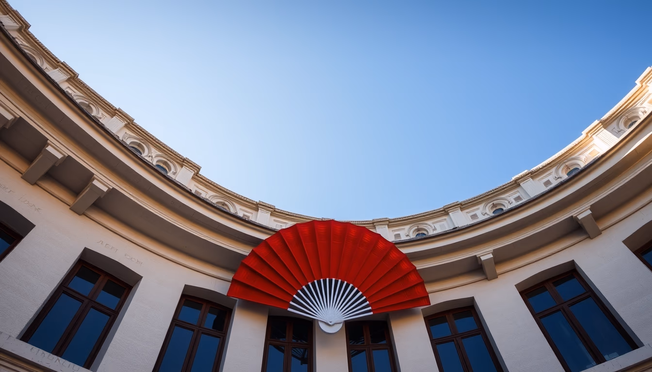 flamenco fan red detail in editorial style