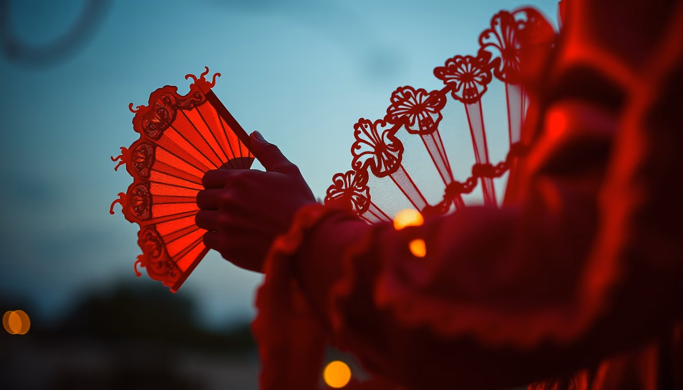 flamenco fan red detail in editorial style
