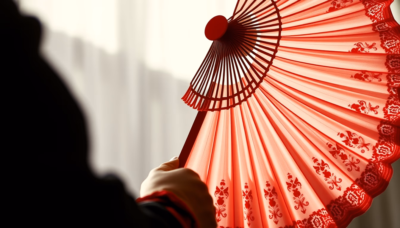 flamenco fan red detail in editorial style