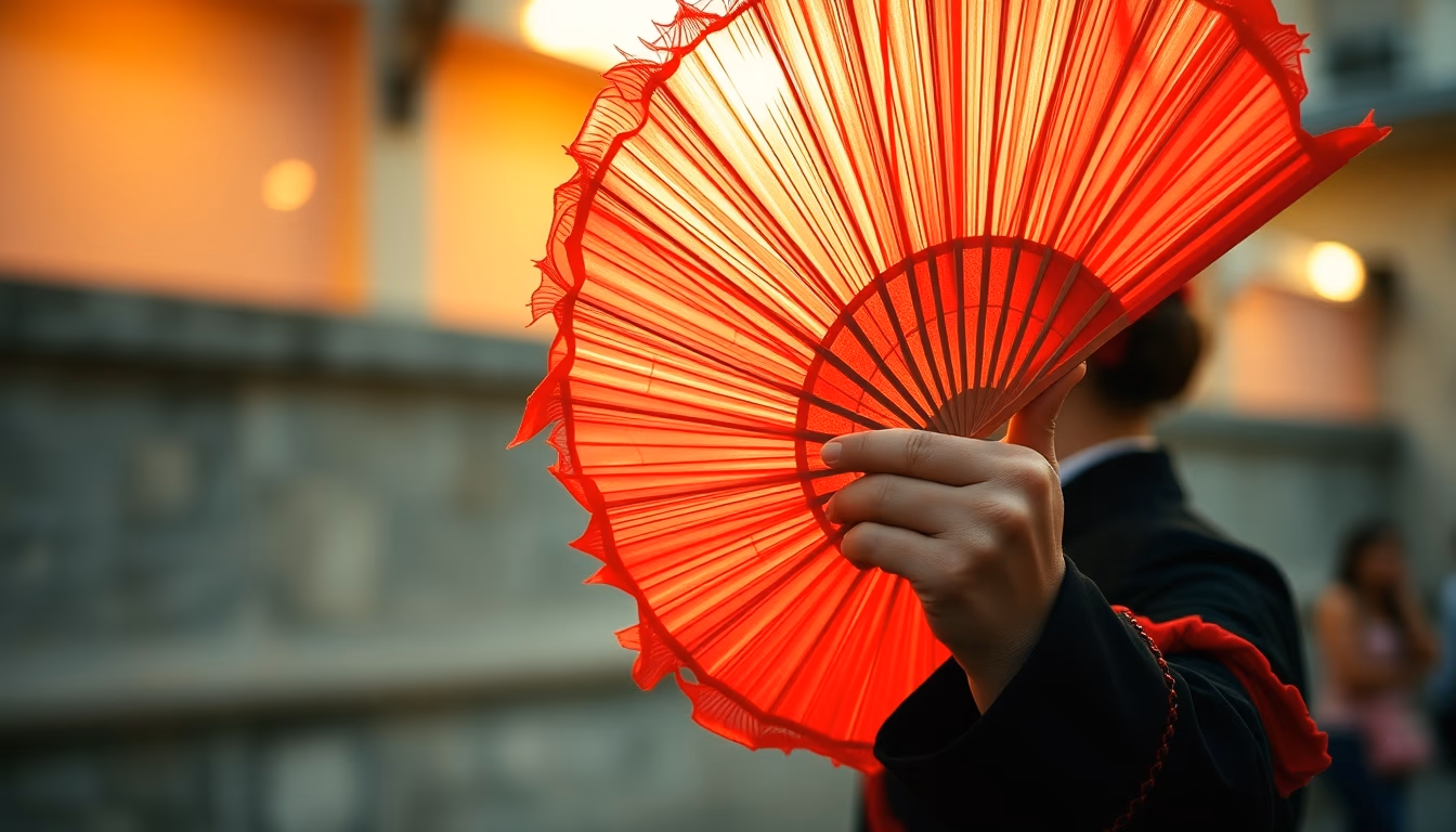 flamenco fan red detail in editorial style