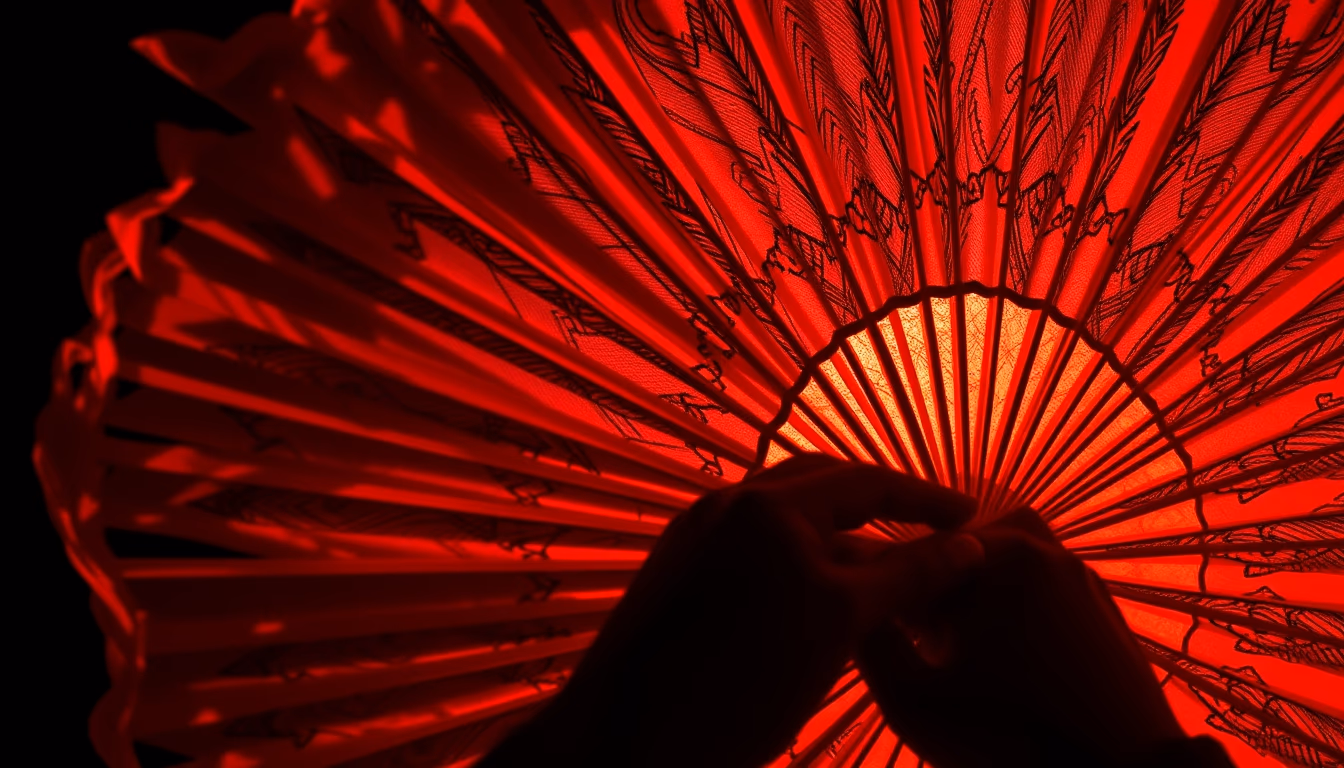 flamenco fan red detail in editorial style