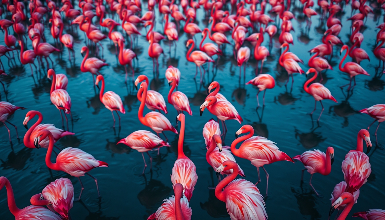 flamingo flock pink in editorial style