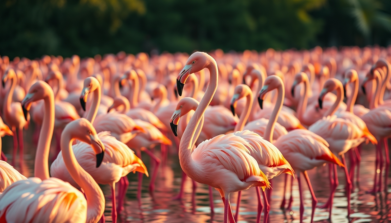 flamingo flock pink in editorial style