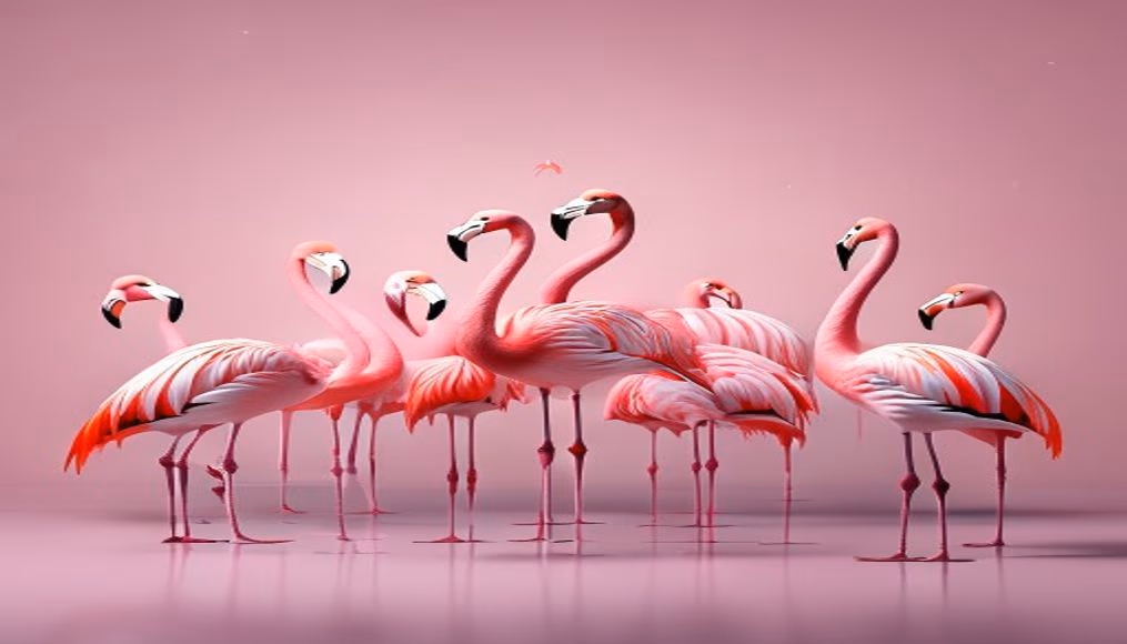 Flamingo flock pink em estilo editorial