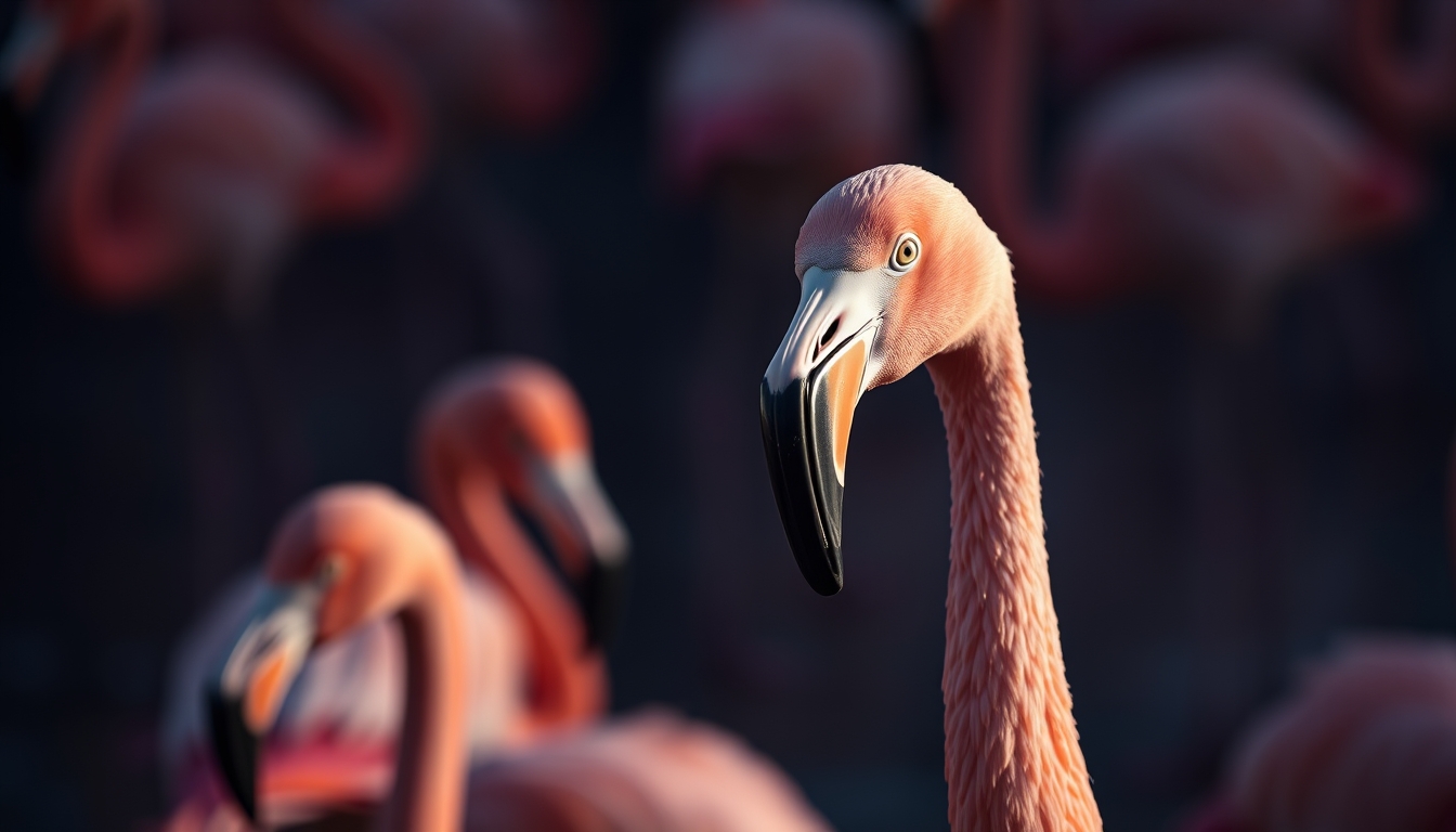 flamingo flock pink in editorial style
