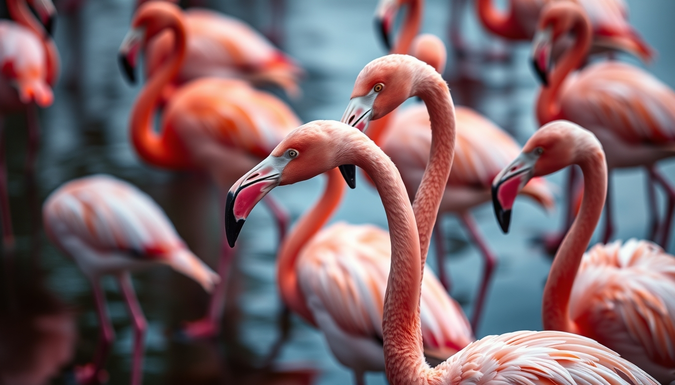 flamingo flock pink in editorial style