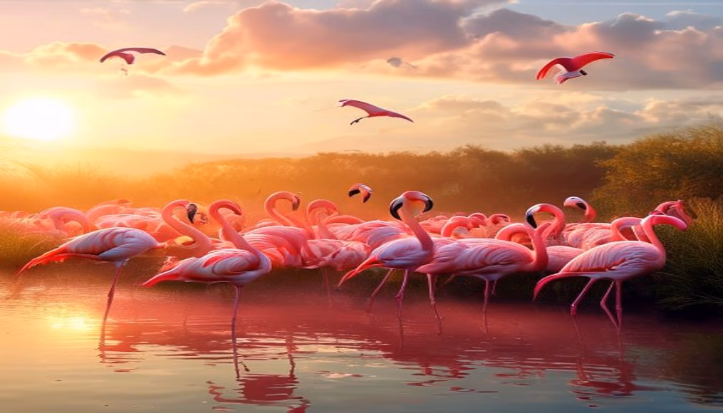 flamingo flock pink in editorial style