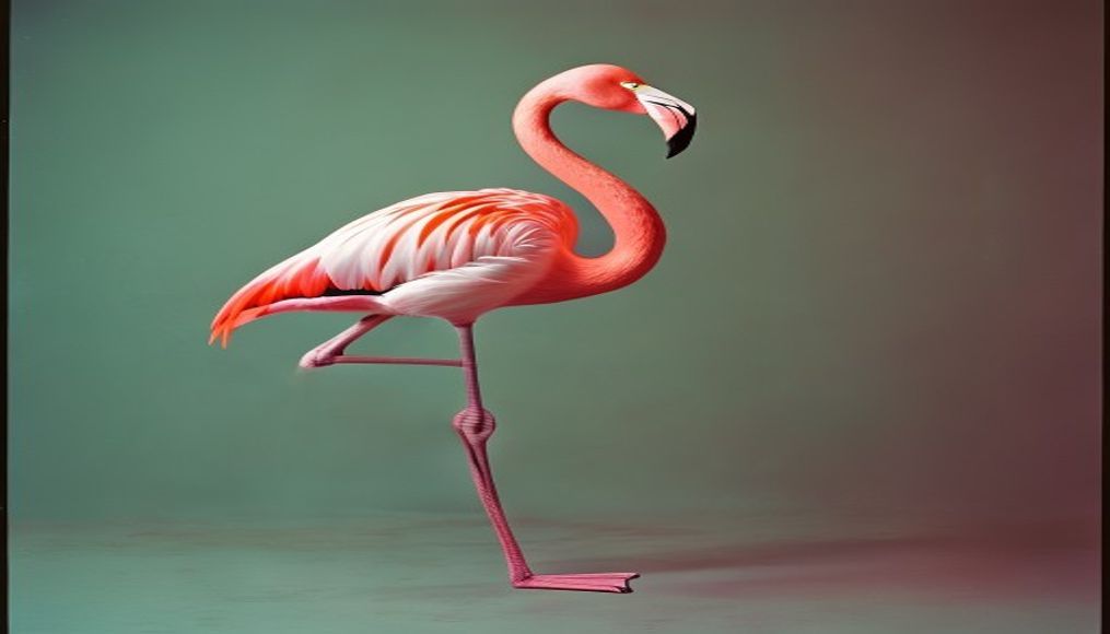 flamingo single leg in editorial style