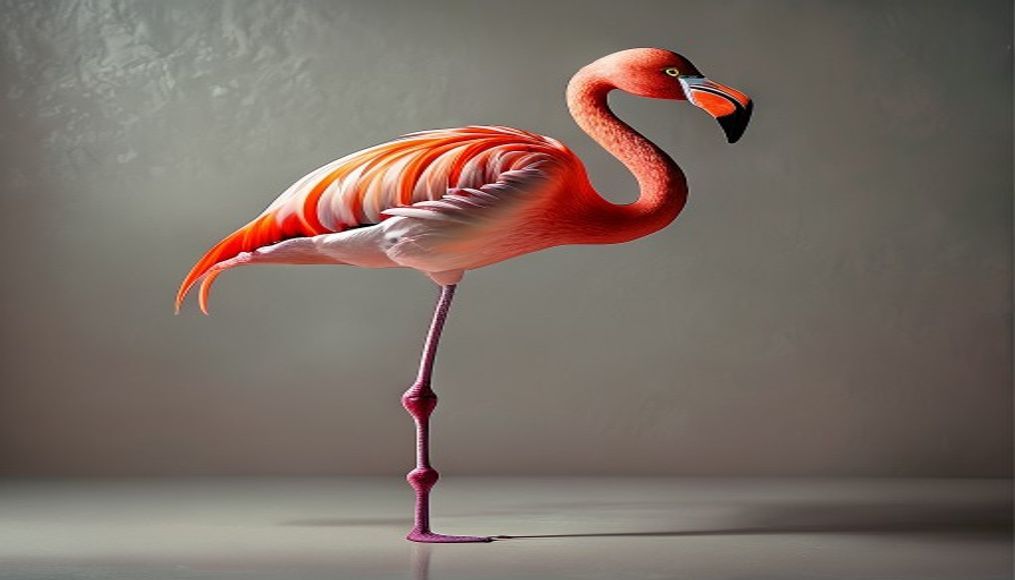 flamingo single leg in editorial style