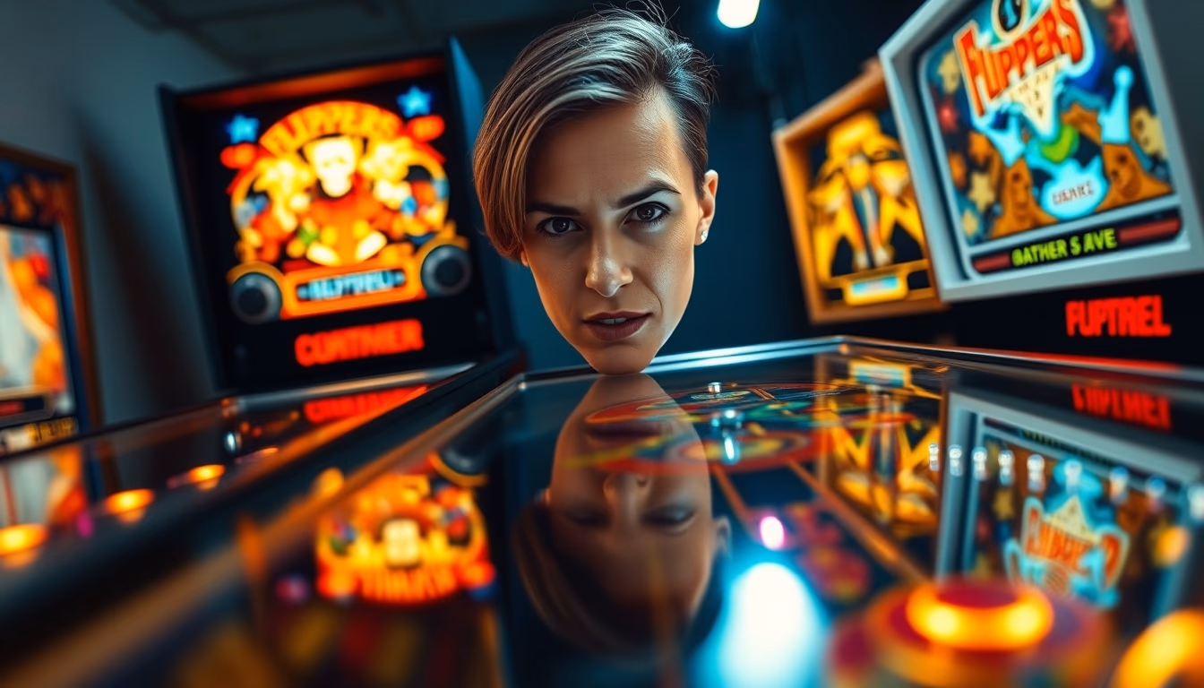 flippers pinball closeup in editorial style