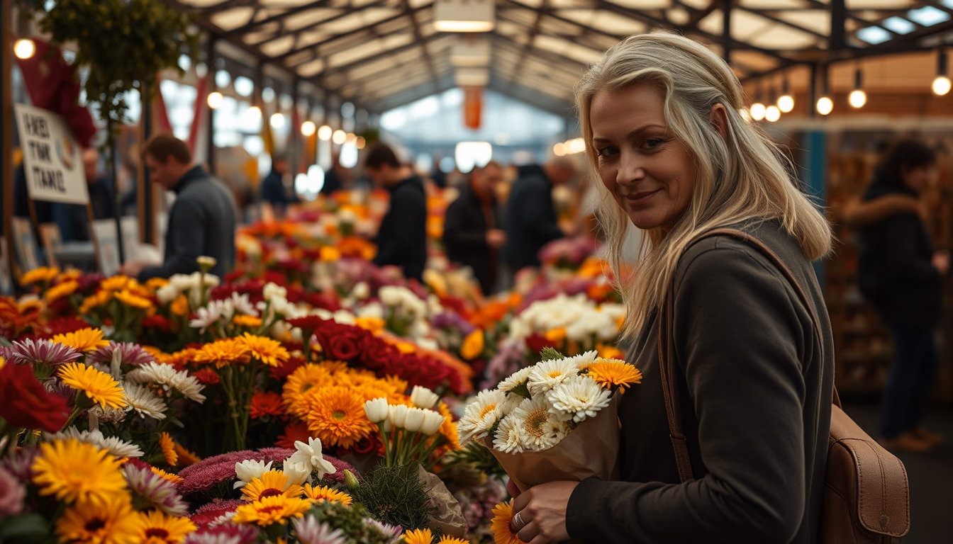 flower market amsterdam in editorial style