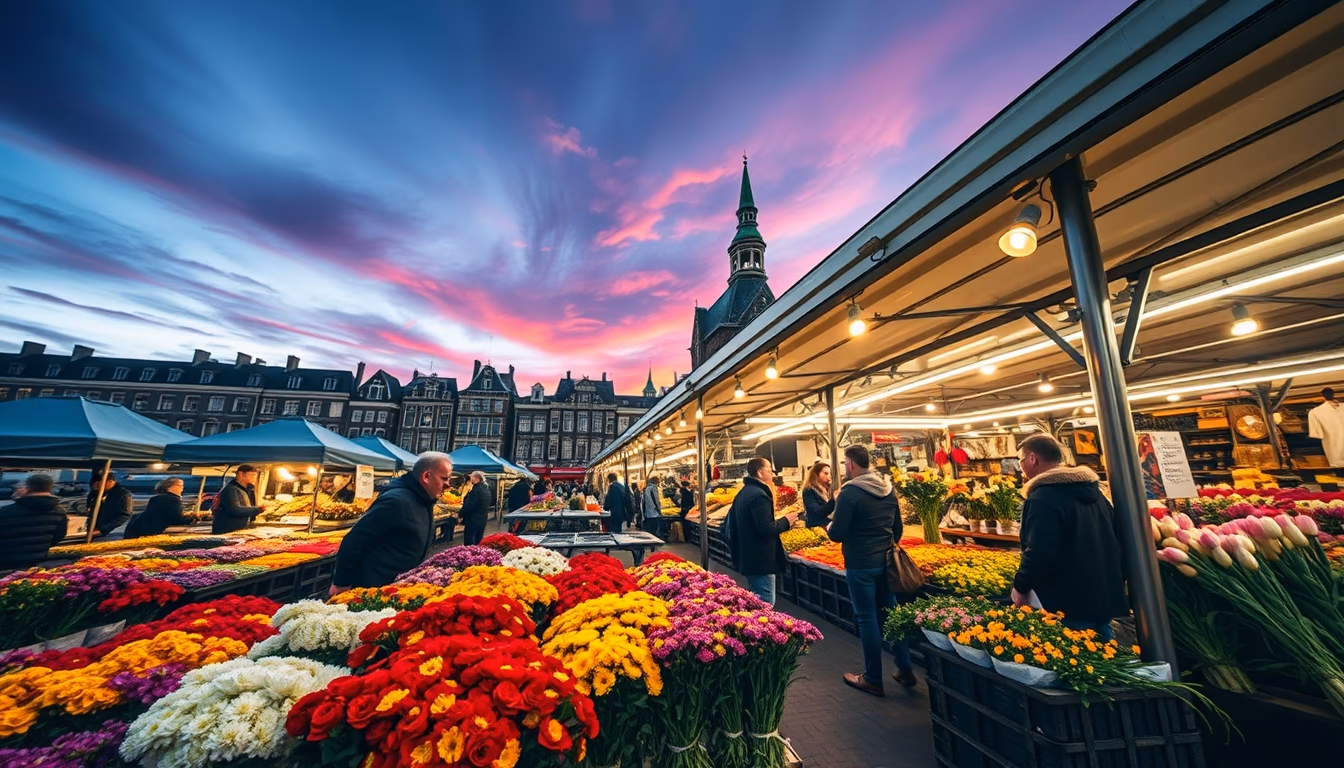 flower market amsterdam in editorial style