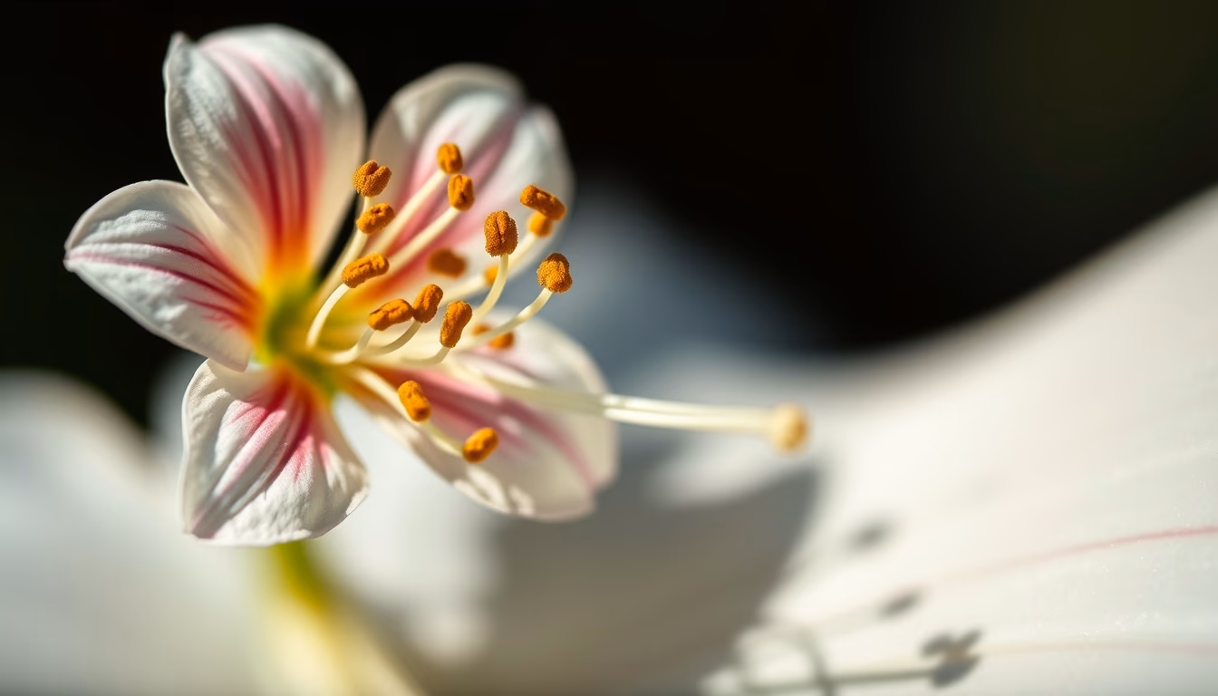flower stamen pollen macro in editorial style