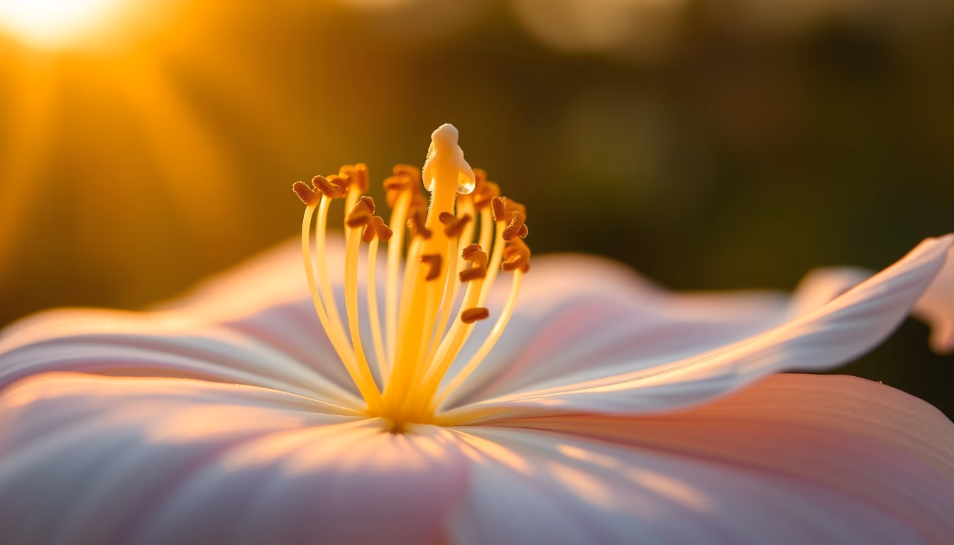 flower stamen pollen macro in editorial style