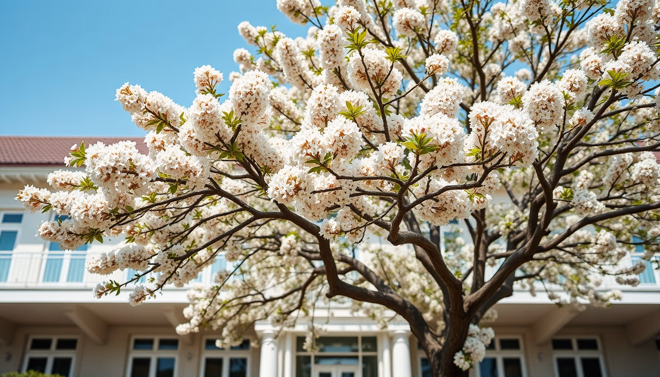 flowering chestnut tree in editorial style