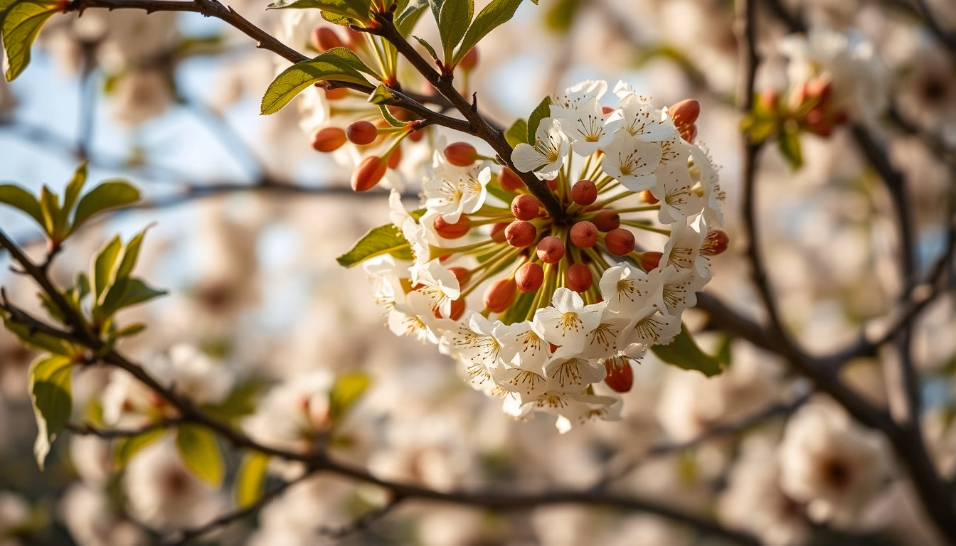 flowering chestnut tree in editorial style