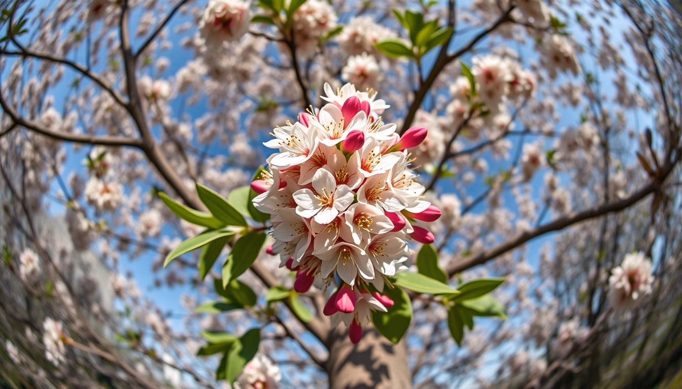 flowering chestnut tree in editorial style