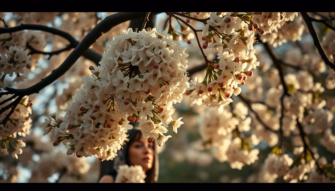 flowering chestnut tree in editorial style