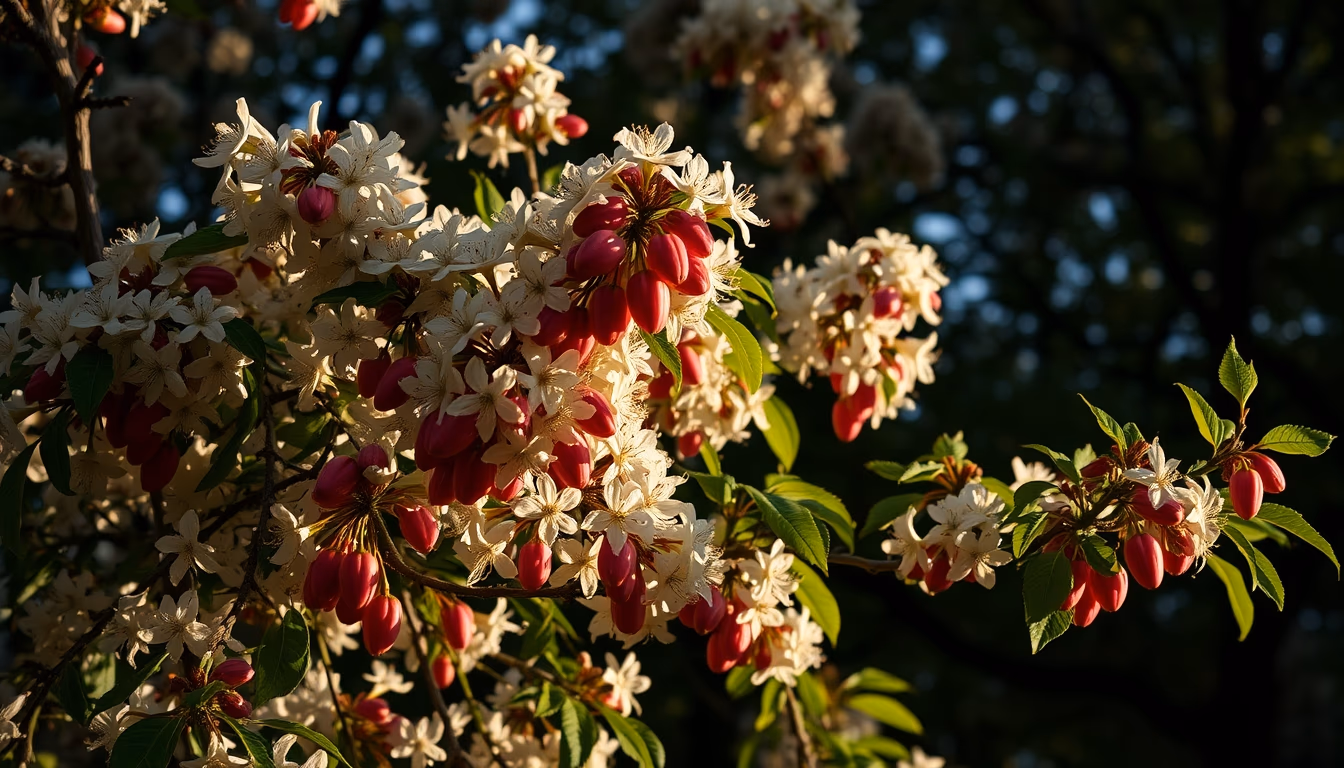 flowering chestnut tree in editorial style